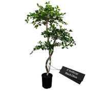 Handmade 5ft 3-Tier Black Olive Leaf Artificial Tree with Ethically Sourced Real Wood