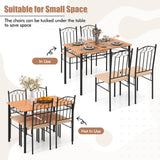 5-Piece Dining Table Set, Rectangular Dining Table with 4 Cushioned Chairs