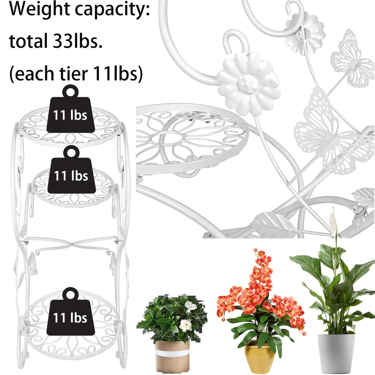 3 Tier Tall Plant Stand Outdoor Flower Stand Flower Pot Holder Display for