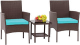 3 Piece Outdoor Furniture Set Patio Gray Wicker Chairs Furniture Bistro Conversation Set 2