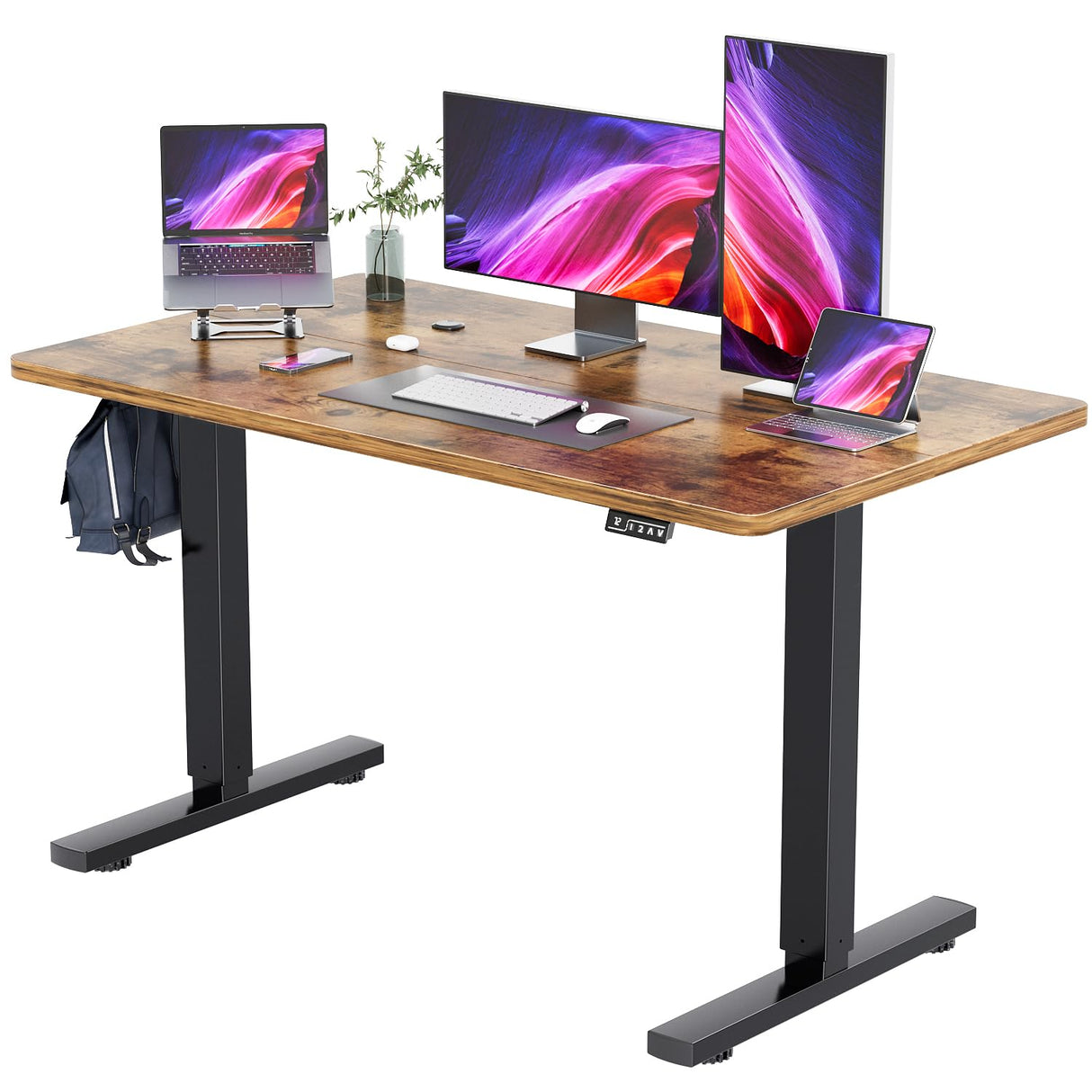 Height Adjustable Electric Standing Desk 55 inch Computer Table, Home Office Workstation