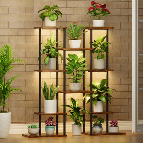 Plant Stand Indoor with Grow Lights, 6 Tiered Metal Plant Shelf, 40" Tall Plant Stand