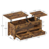 Coffee Table, 47.2" Lift Top Coffee Table with 2 Storage Drawers and Hidden Compartment