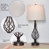 Table Lamps Living Room Lamps Set 2 with Dual USB Charging Port 3 Way Dimmable