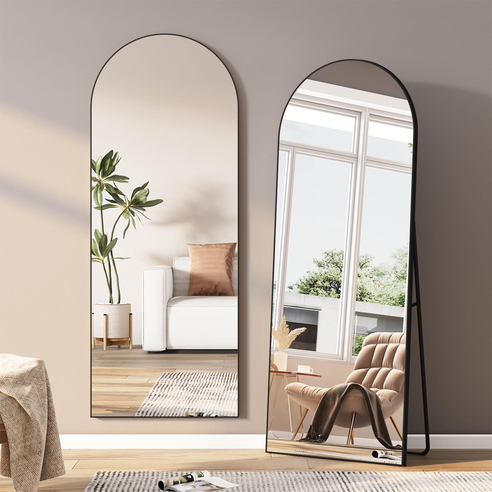 Arched Floor Mirror, Full Body Mirror Hanging or Leaning for Wall