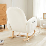 Upholstered Rocking Chair, Glider Chair with Side Pocket, Rocking Accent Chair with Rubber Wood Legs, Wooden Nursery Rocking Chair for Living Room, Bedroom, Nursery