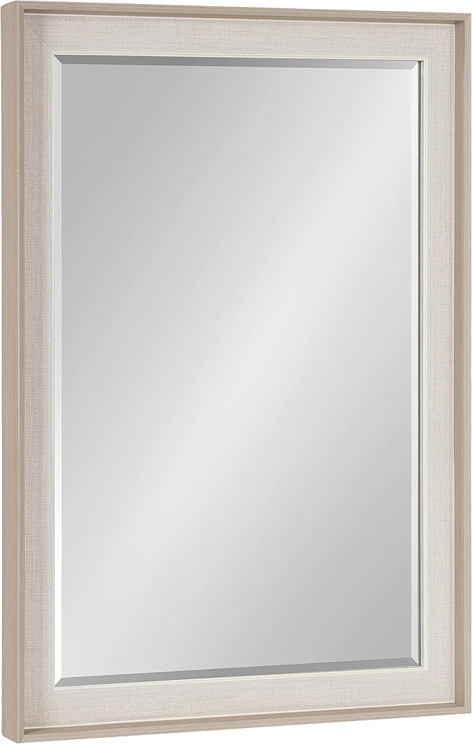 Kobert Transitional Rectangle Wall Mirror, 24 x 36, Tan