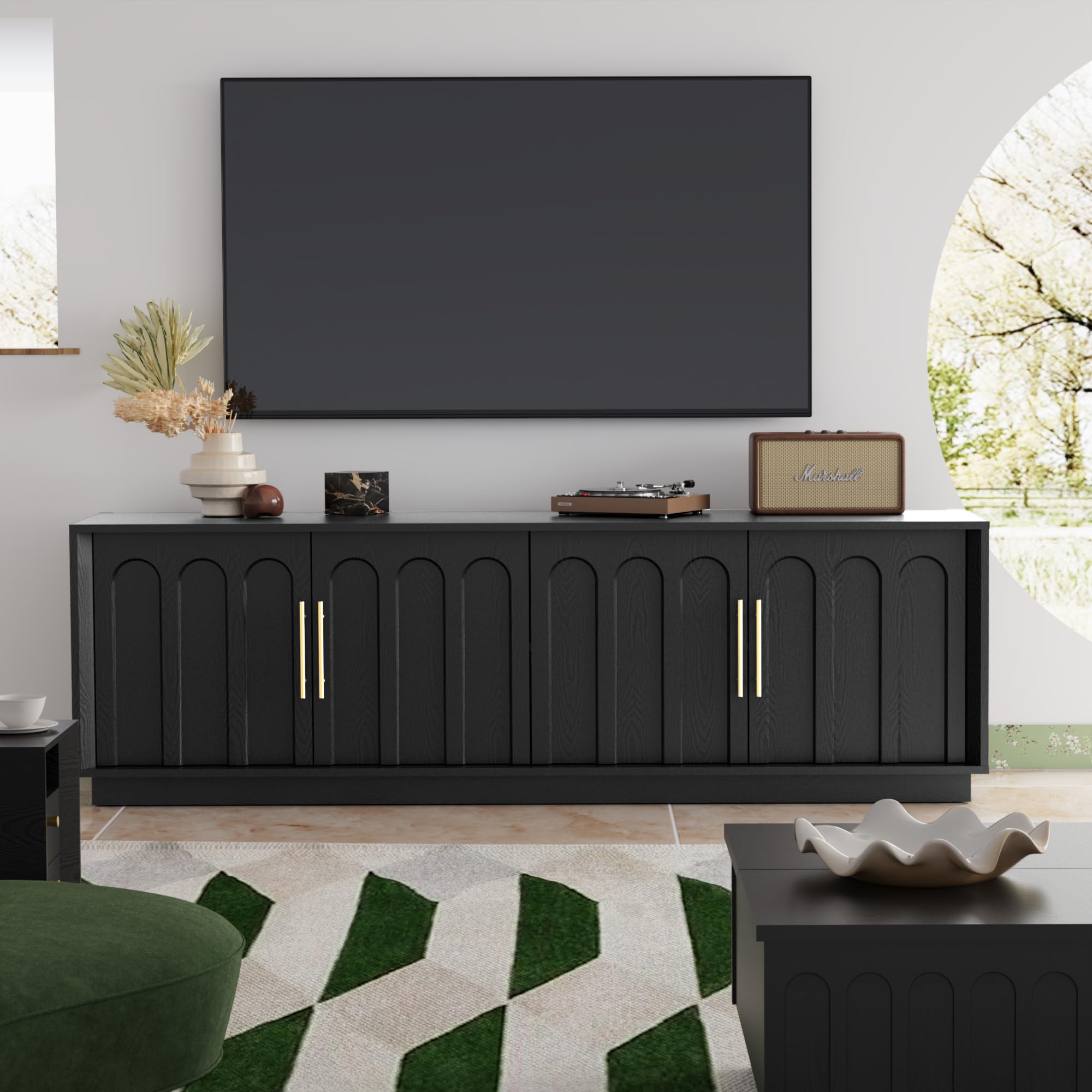 67" Modern TV Stand for 75 Inch TV with Adjustable Shelves