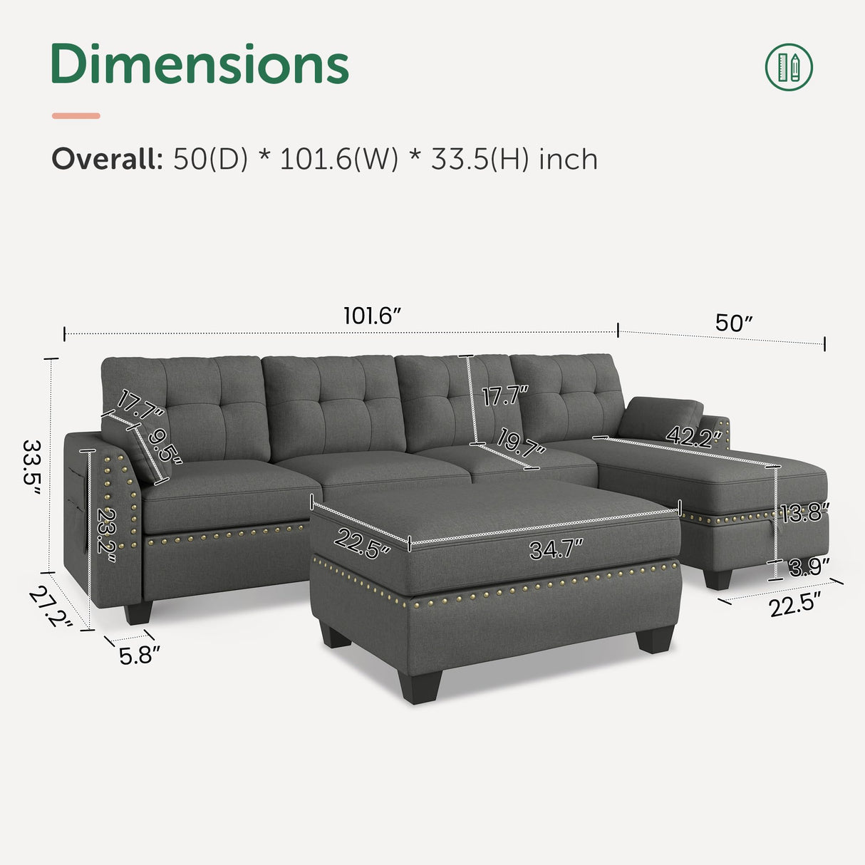 Reversible Sectional Sofa Couch Set L Shaped Couch Sofa Sets