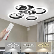 32" Modern LED Ceiling Light - Dimmable 6-Ring Semi Flush Mount