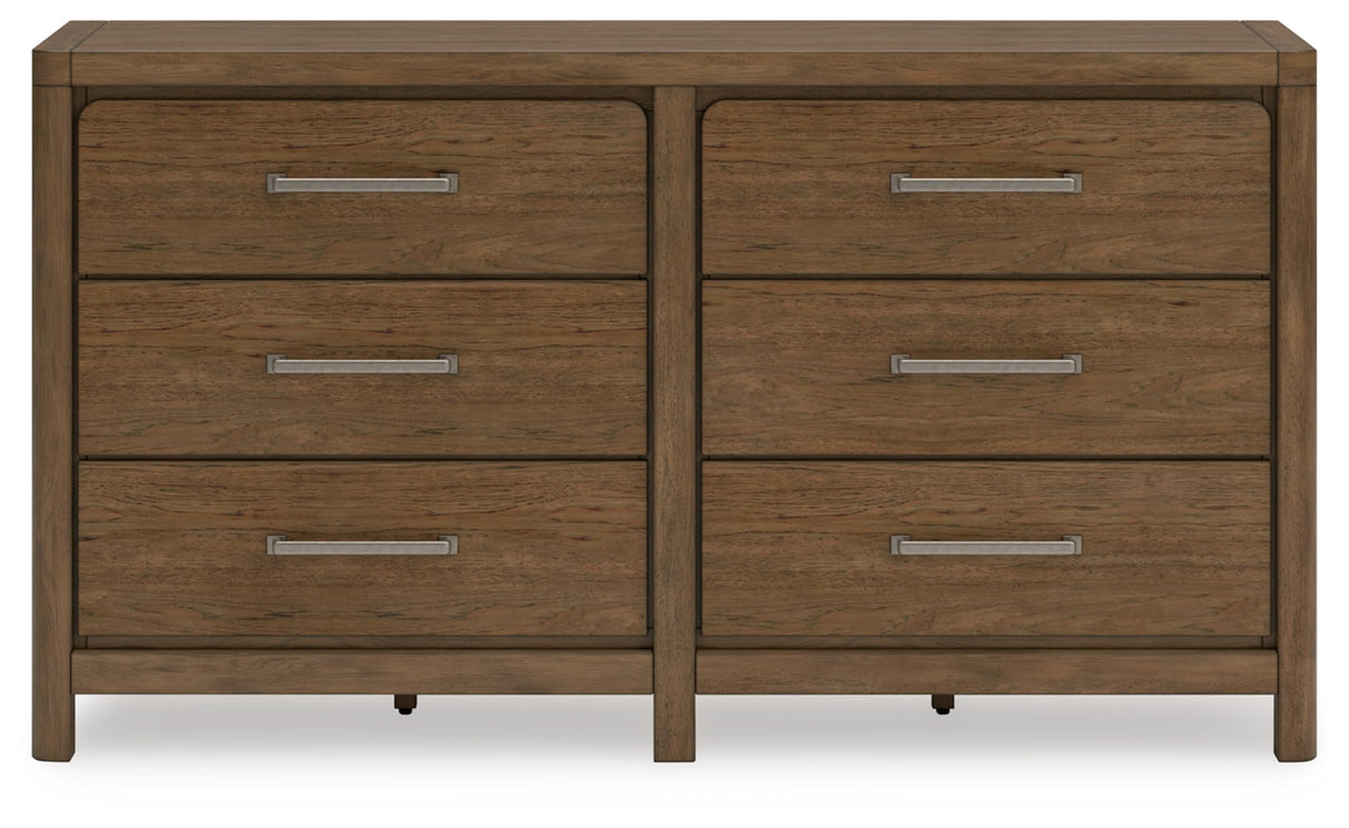 Cabalynn Casual 6 Drawer Dresser with Felt-lined Top Drawer for Bedroom, Light Brown