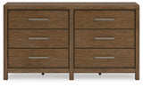 Cabalynn Casual 6 Drawer Dresser with Felt-lined Top Drawer for Bedroom, Light Brown