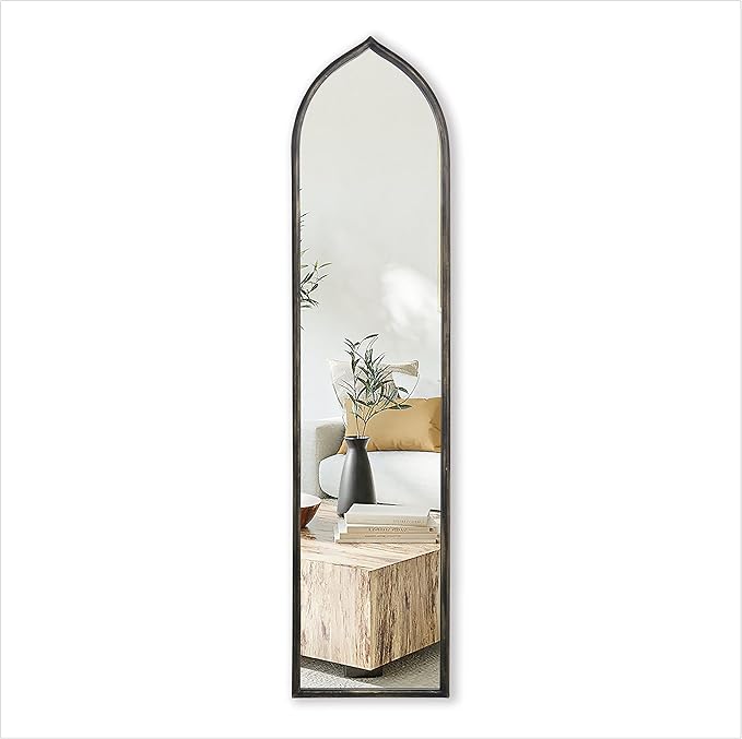 Long Gold Arched Mirror, Decorative Hanging Tall Mirror,Long Skinny Mirror
