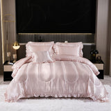 Comforter Set with Sheet Set Queen 8 Pieces Light Pink Bedding Set