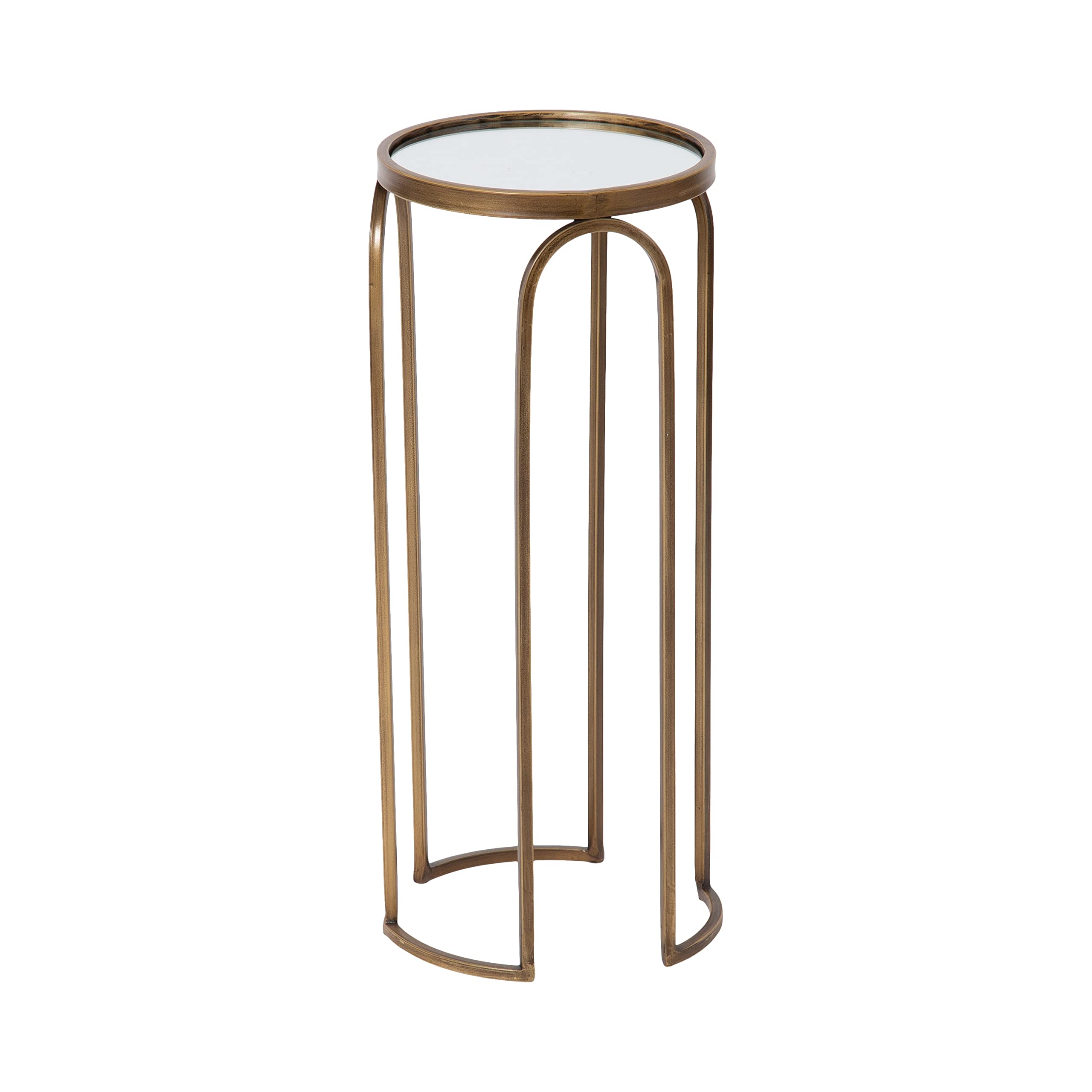 Pomeroy Vintage Decorative Drink Table, 11 x 11 x 24, Mirrored Glass and Antique Gold