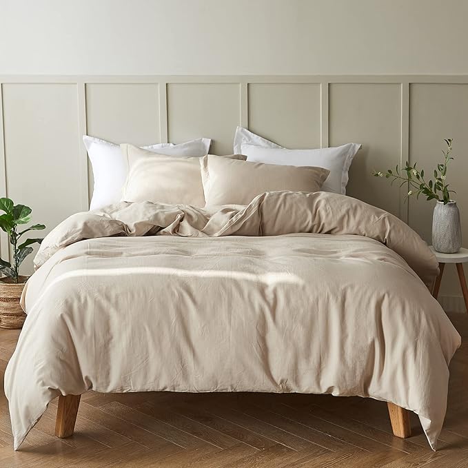 French Linen Duvet Cover Set  (1 Comforter Cover,1 Pillowcase)