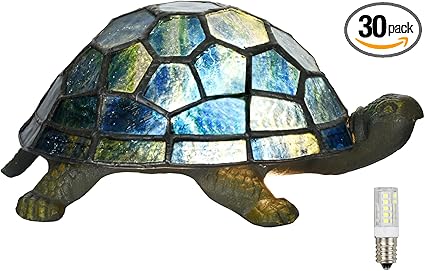 Turtle Tiffany Style Accent Table Lamp Handmade Stained Glass Animal Night Light