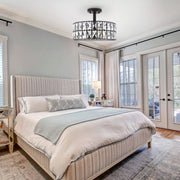 Farmhouse Drum Semi Flush Mount Close to Ceiling Lamp Fixture