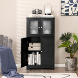 Storage Cabinet with Doors - Bathroom Floor Cabinet, Freestanding Tall Cabinet w/ 2