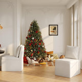Upholstered Rolling Dining Chairs with Casters Set of 2, Modern Armless Linen Fabric Dining Chairs