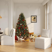 Upholstered Rolling Dining Chairs with Casters Set of 2, Modern Armless Linen Fabric Dining Chairs
