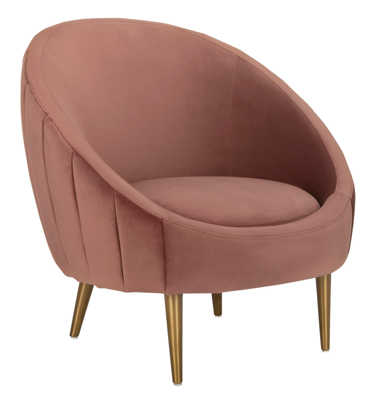 Couture Home Razia Retro Glam Dusty Rose Pink Velvet Channel Tufted Tub Chair