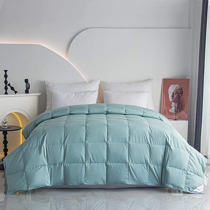 Down Comforter Blanket Duvet for Summer/Warm Weather,Ultra Soft Fabric, Lake Blue King Size