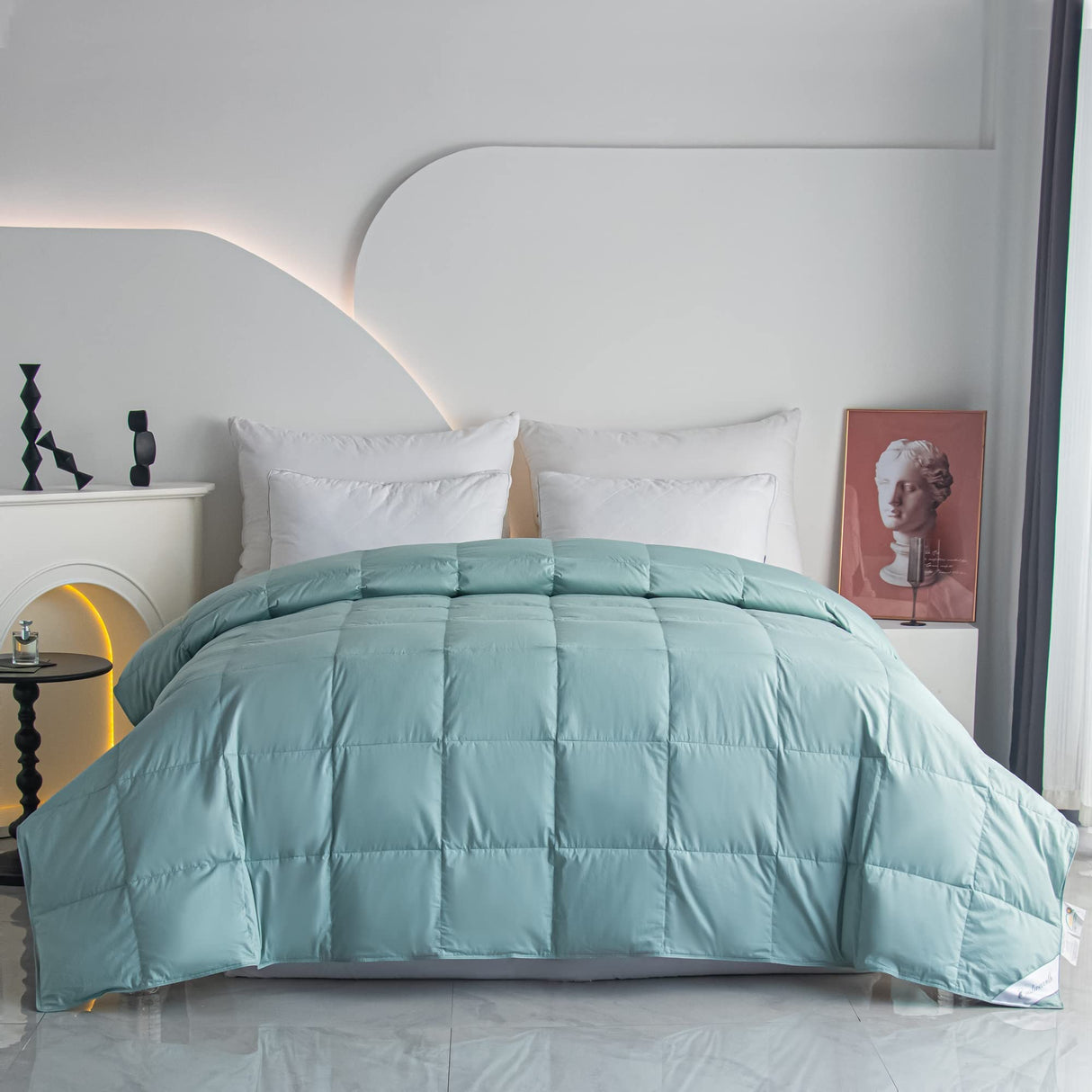 Down Comforter Blanket Duvet for Summer/Warm Weather,Ultra Soft Fabric, Lake Blue King Size
