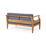 Gallia Outdoor Loveseat Set, Teak Finish, Dark Gray