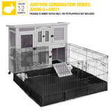 47" Two Story Rabbit Hutch Bunny Cage with Wheels, Indoor Outdoor Guinea Pig Cage