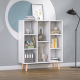 White Small Bookshelf, Wood 8 Cube Storage Organizer Book Shelves