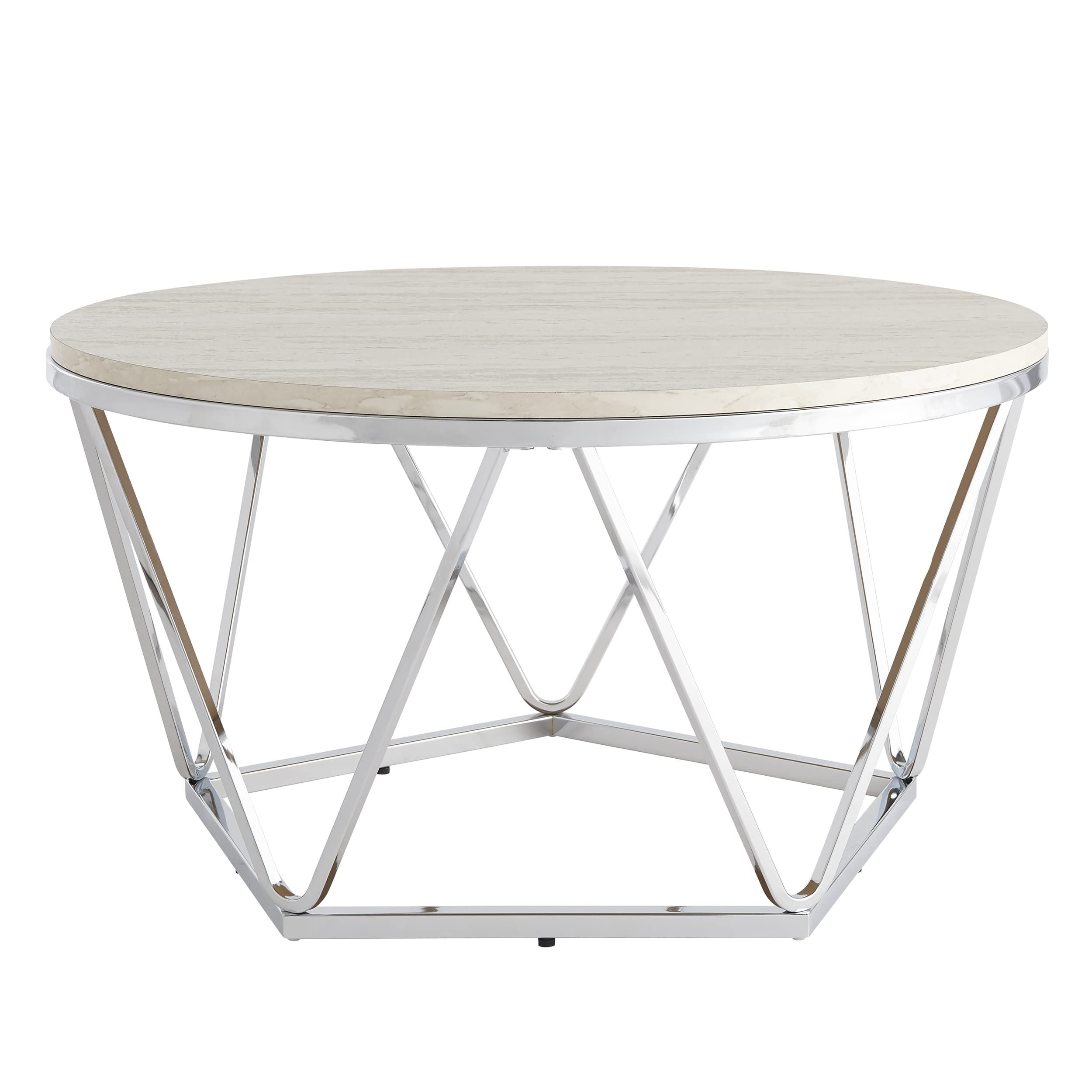 Luna cocktail table, Silver, faux travertine