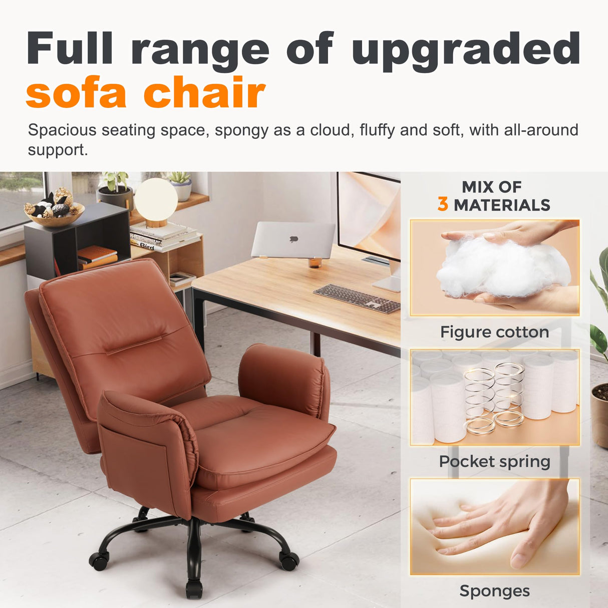 Heavy Duty Big and Tall Executive Office Chair - 400lbs Capacity