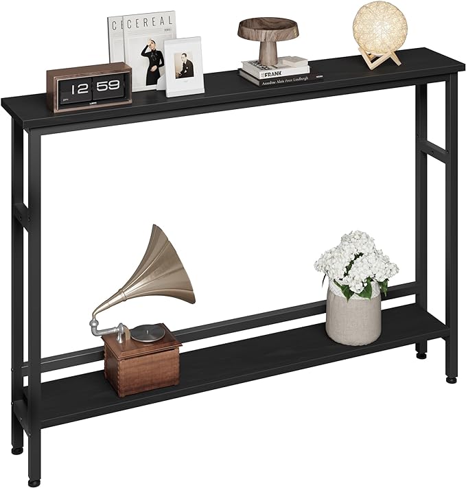 5.9" Narrow Sofa Table, 2 Tier Skinny Console Table with Adjustable Shelf,