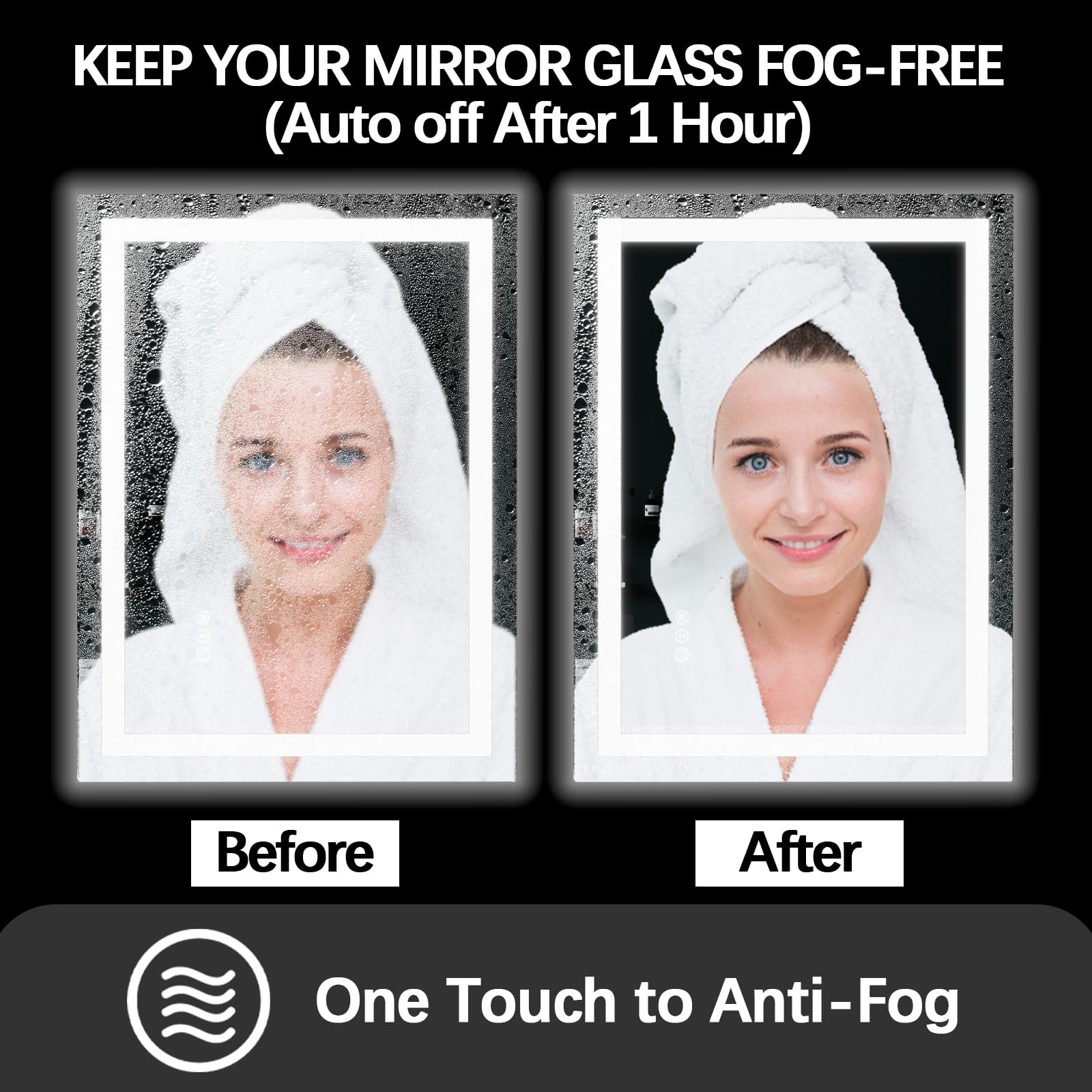 24" x 32" LED Bathroom Mirror - Dimmable Wall-Mounted Mirror with Front & Backlight