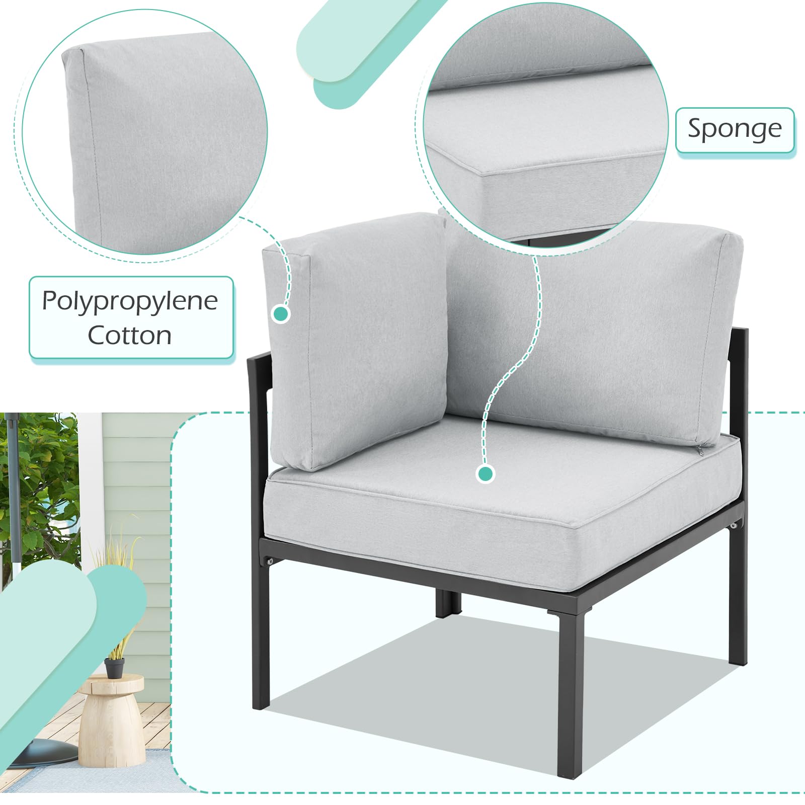 All Weather Aluminum Frame Patio Conversation Set, 7 Pieces Outdoor Patio Furniture