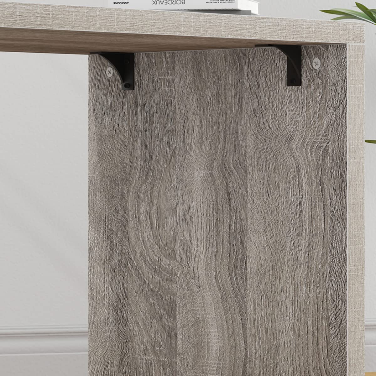 360° Rotating L-Shaped Desk with 3 Drawers and 2 Shelves