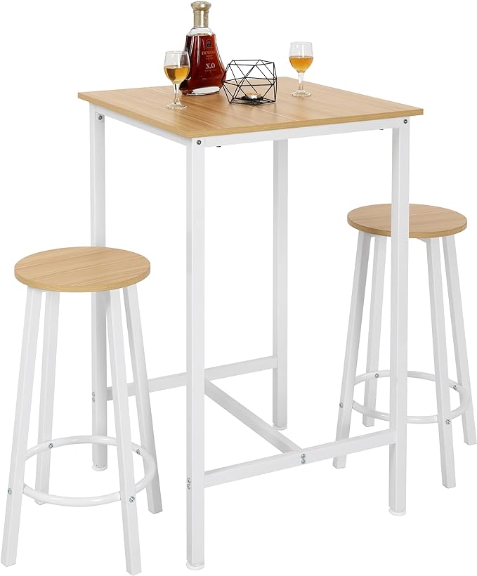 Bar Table Set, 23.6" Pub Table High Top Table, Square Bar Height Table, Bar Table