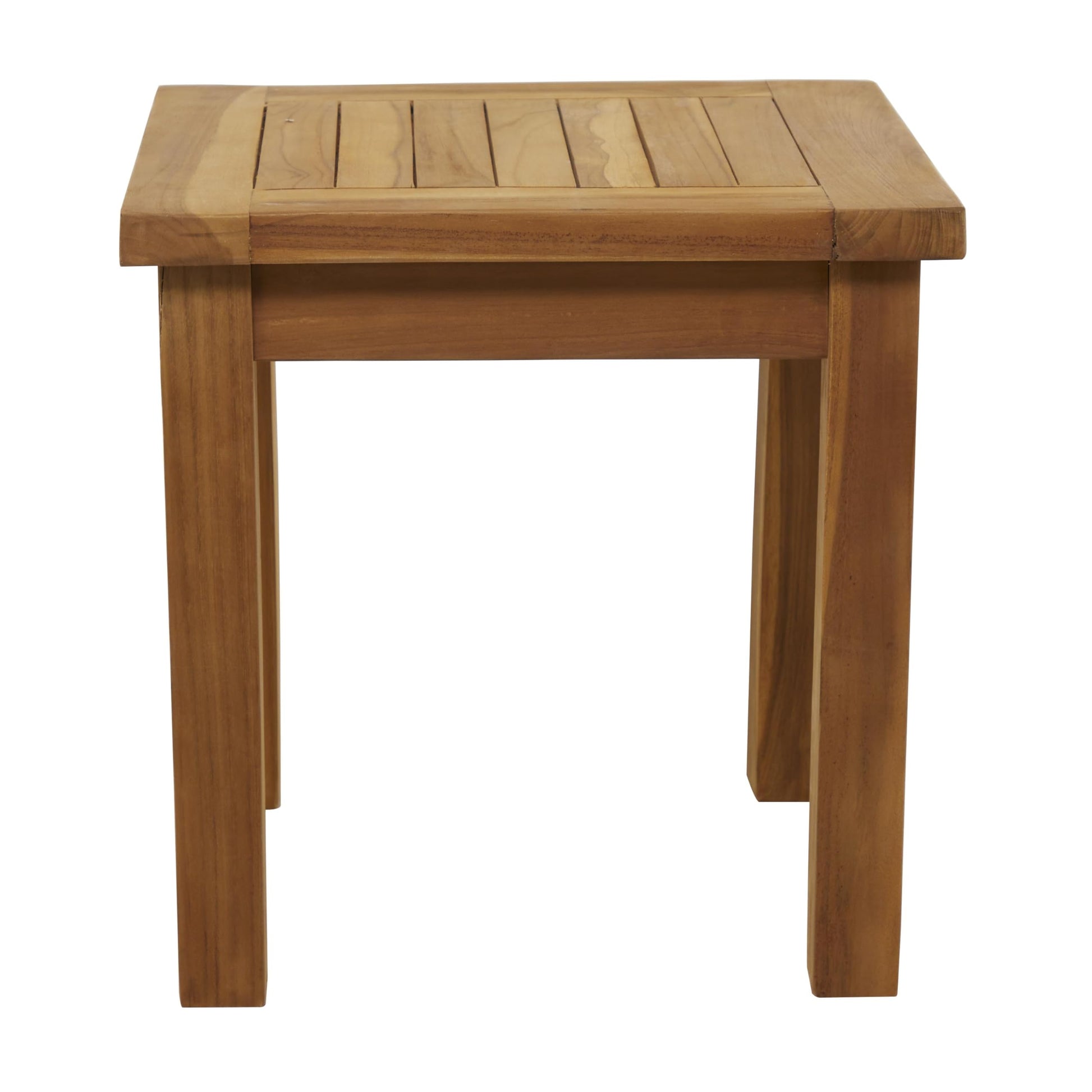 Deco 79 Teak Wood Slatted Outdoor Accent Table, 19" x 18" x 18", Brown - Bircata