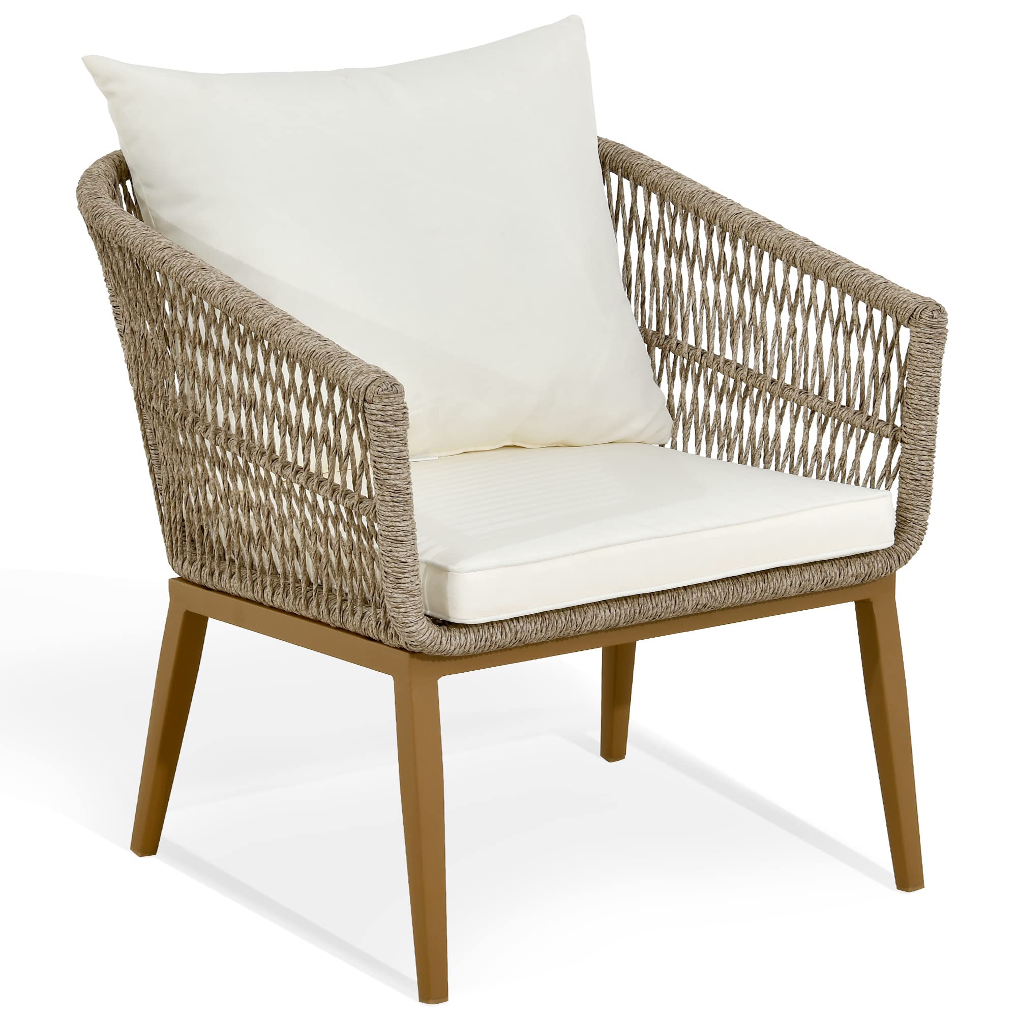 Outdoor Dining Single Sofa Chair, Indoor-Outdoor Wicker Bistro Chairs