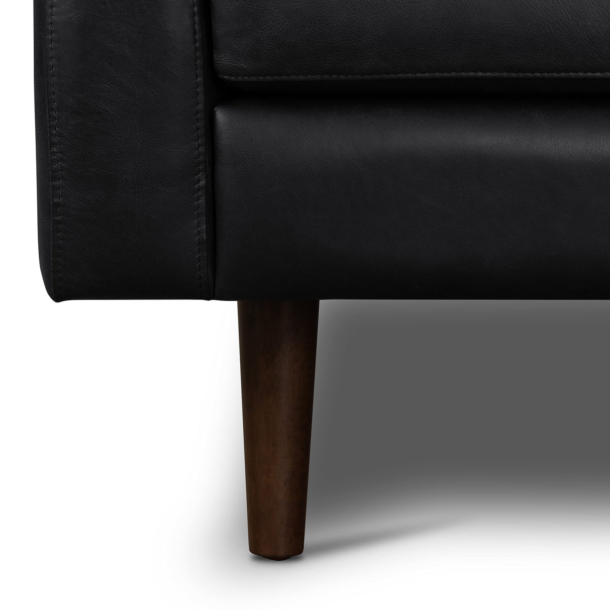 Napa 88.5” Sofa in Full-Grain Semi-Aniline Italian Tanned Leather, Onyx Black