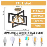 Semi-Flush Mount Ceiling Light - Black and Gold Industrial 4-Light Fixture