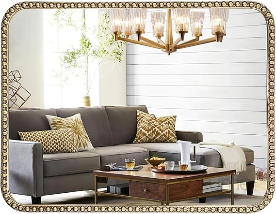 24x36 Champagne Bronze Bathroom Mirror with Beaded Frame