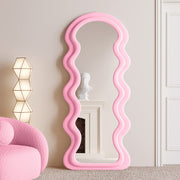 Irregular Wavy Full Length Mirror 63x24 - Pink Flannel Frame