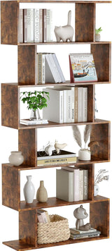 Bookshelf 5-Tier, Geometric Bookcase S Shaped Book Shelves for Bedroom