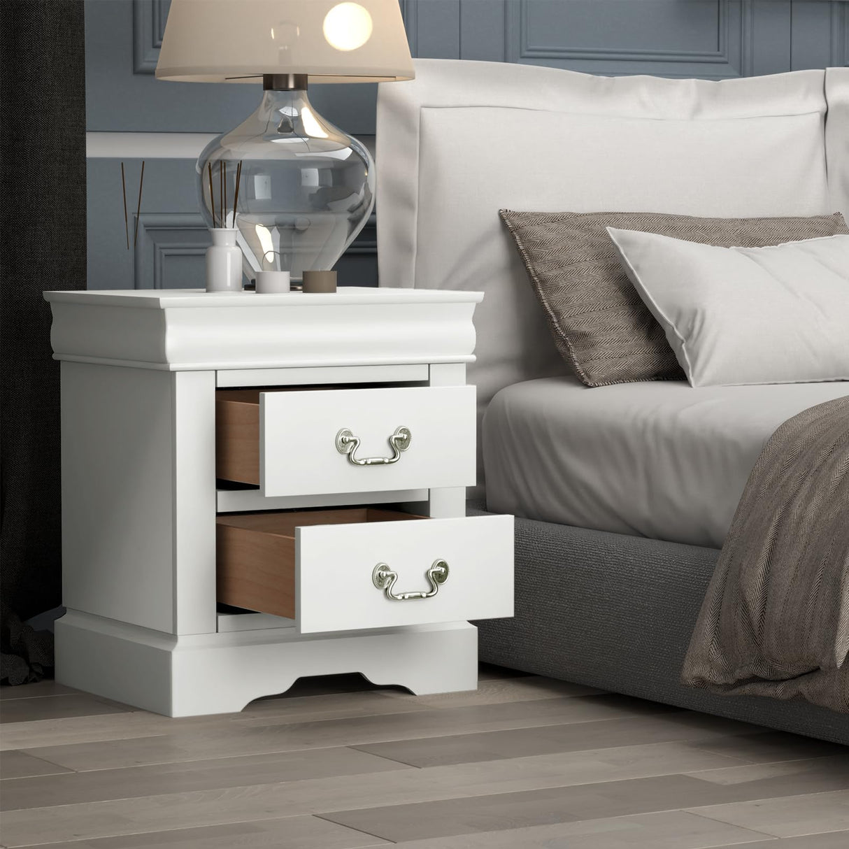 Louis Philippe III Nightstand in White