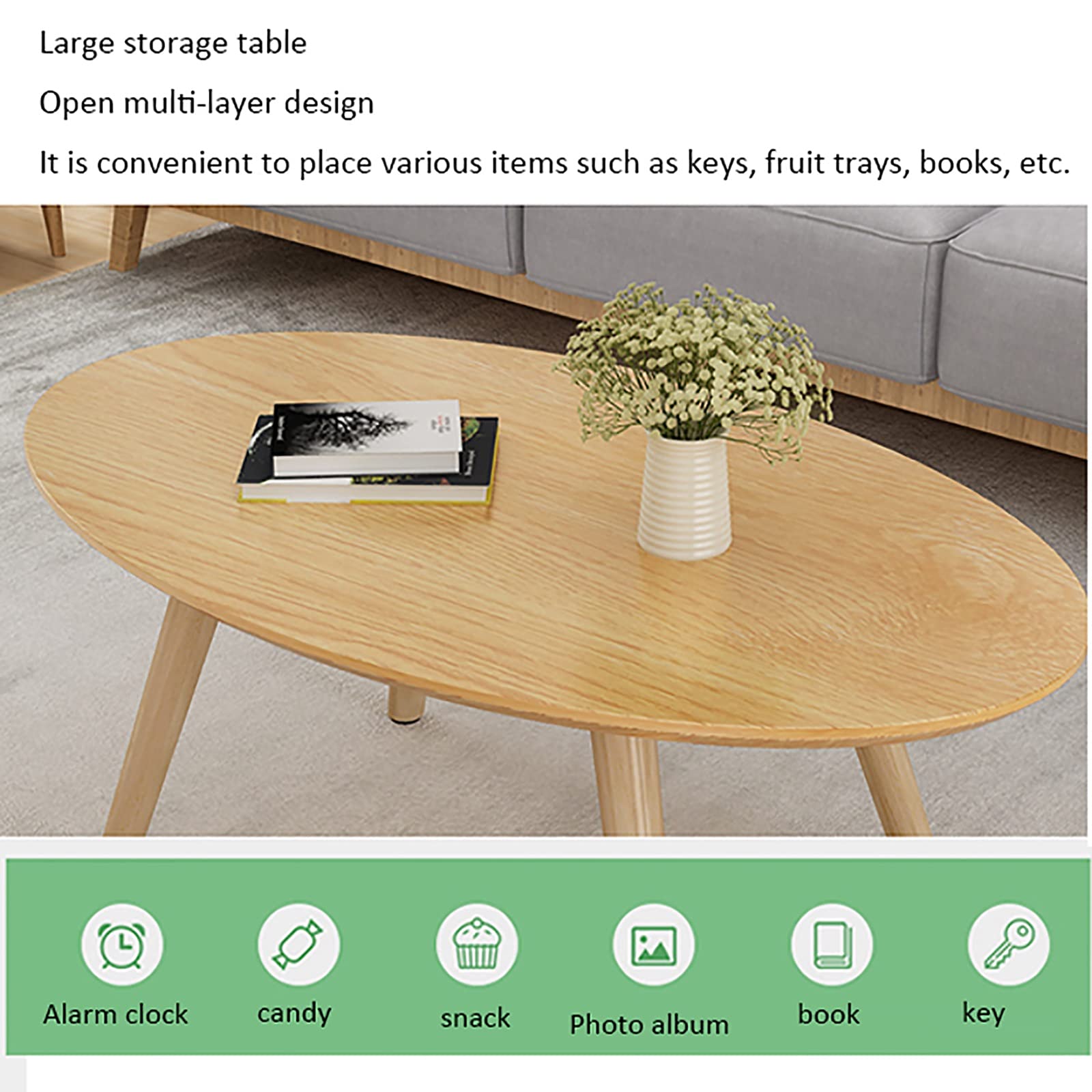 Coffee Table, Living Room Drop Shape Oval Table/Sofa Side Table