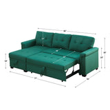 Lucca Green Sectional Sleeper Sofa - Versatile Sleeper Couch & Sofa Bed with Storage