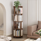 Solid Wood Rotating Bookshelf with Brake Wheels,