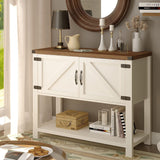 Farmhouse Coffee Bar Cabinet, White Entryway Table with Storage,